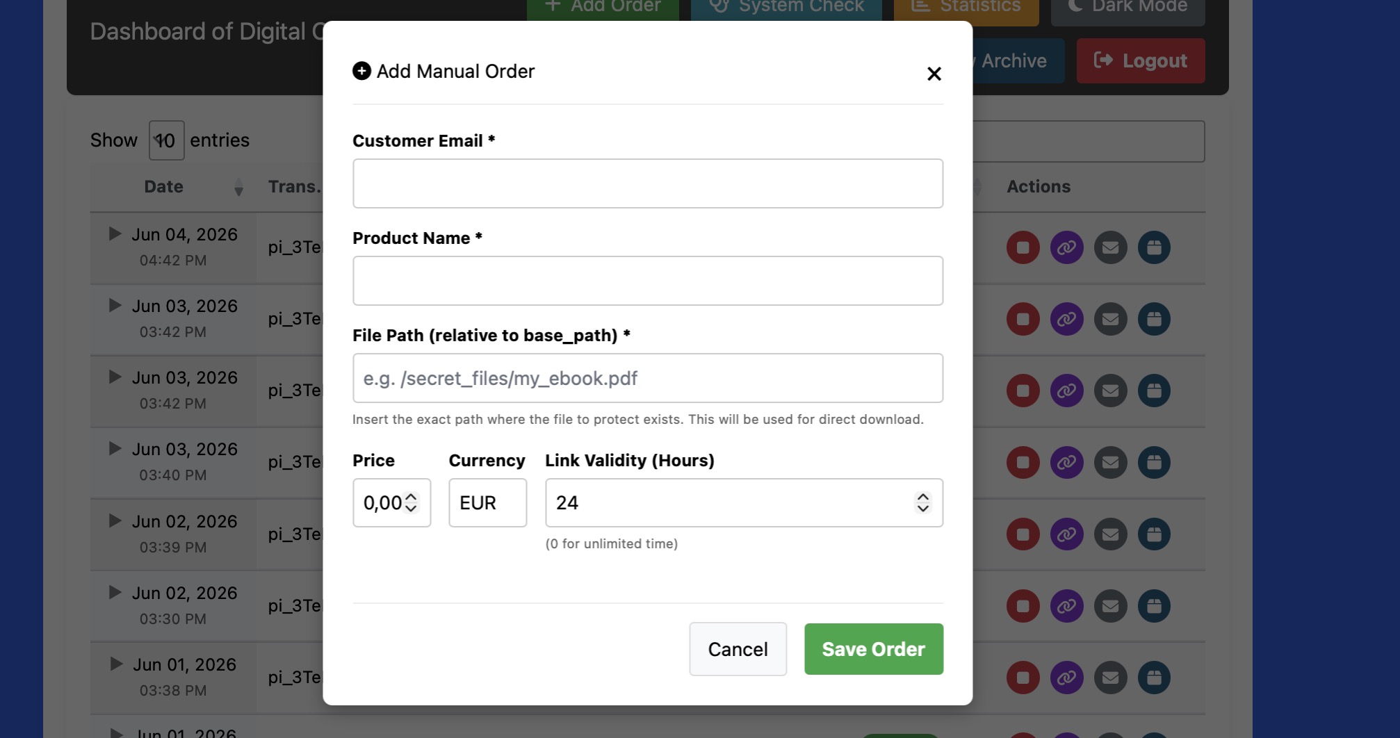 Manual Order