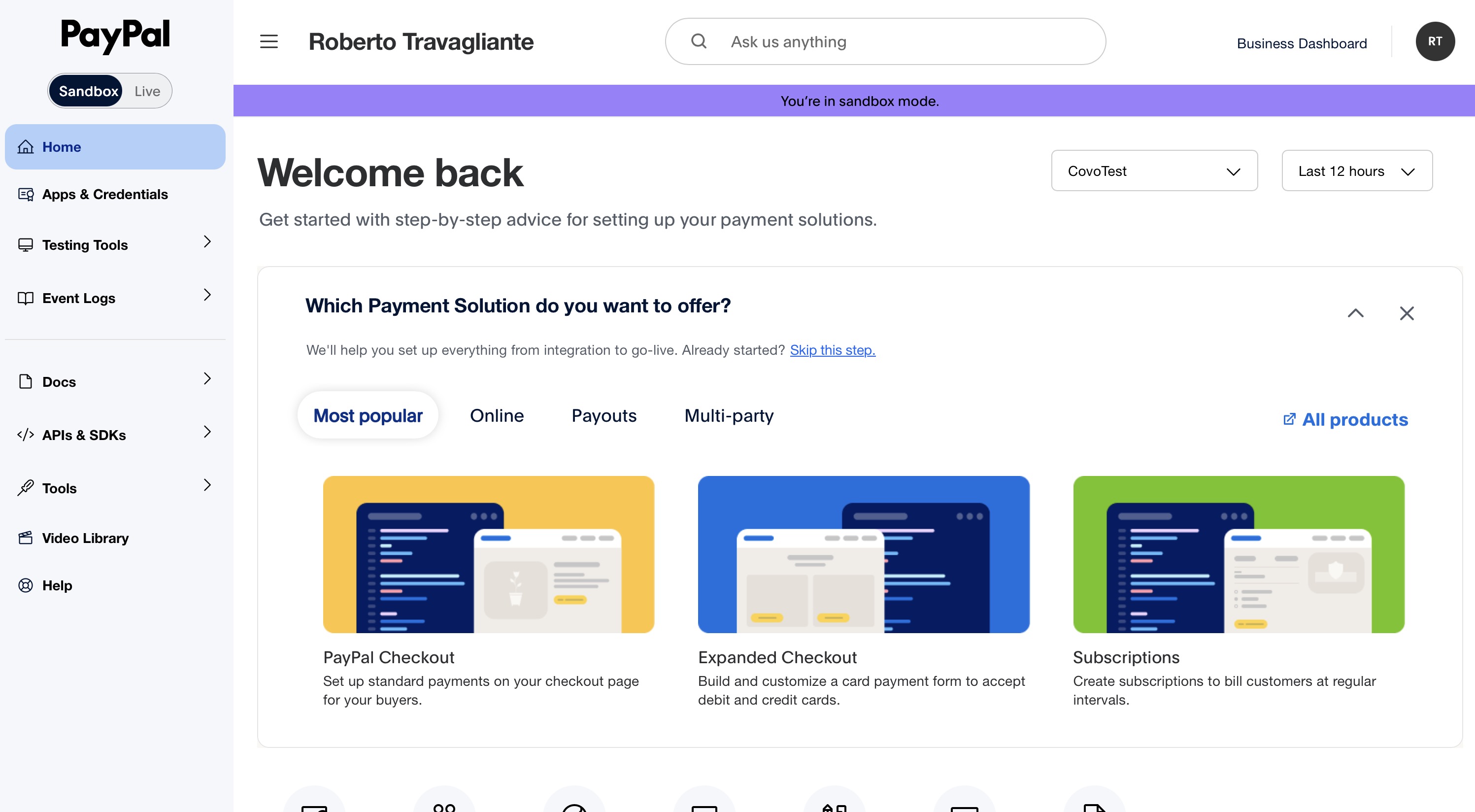 PayPal Dashboard