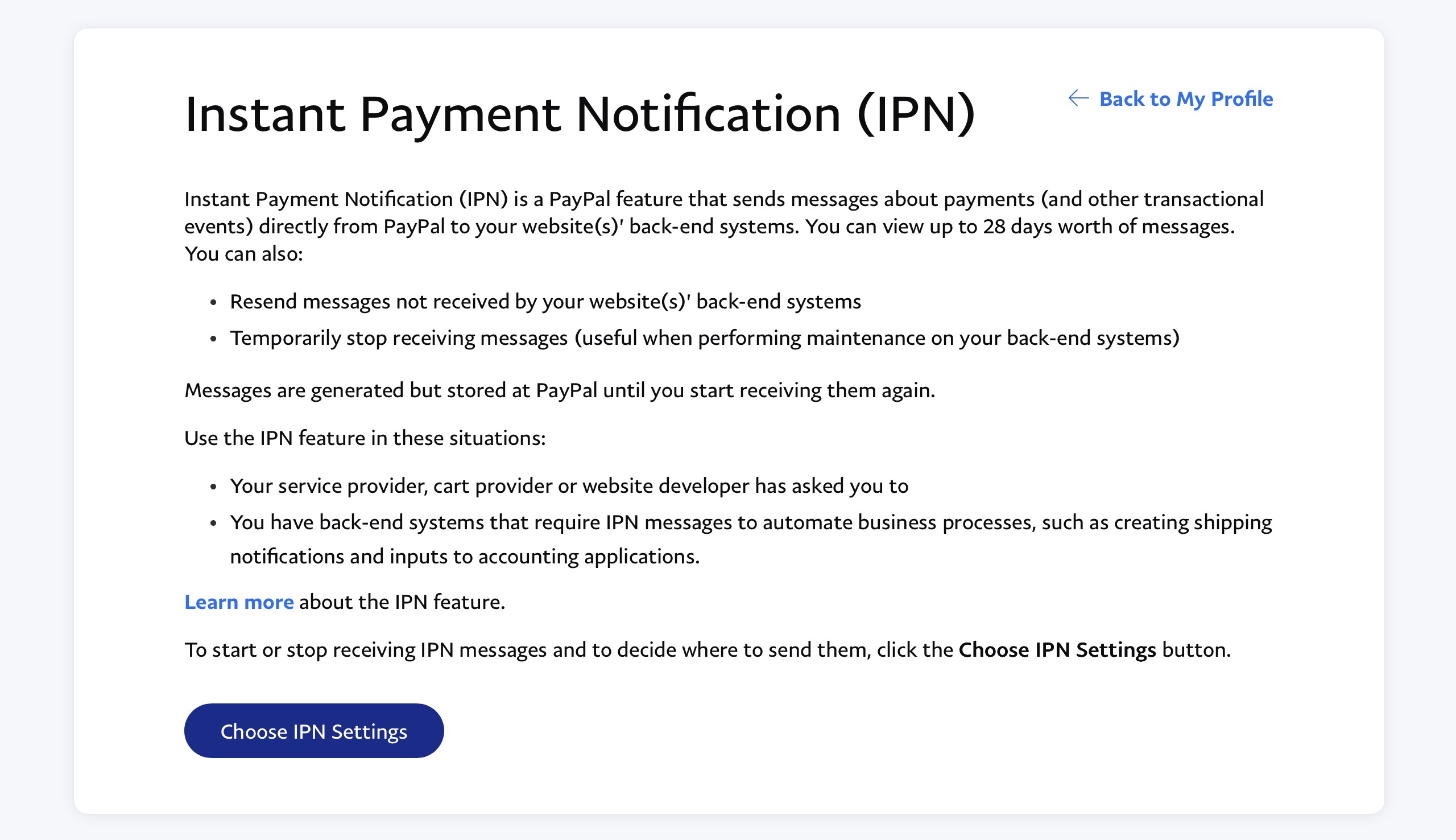 IPN Settings PayPal