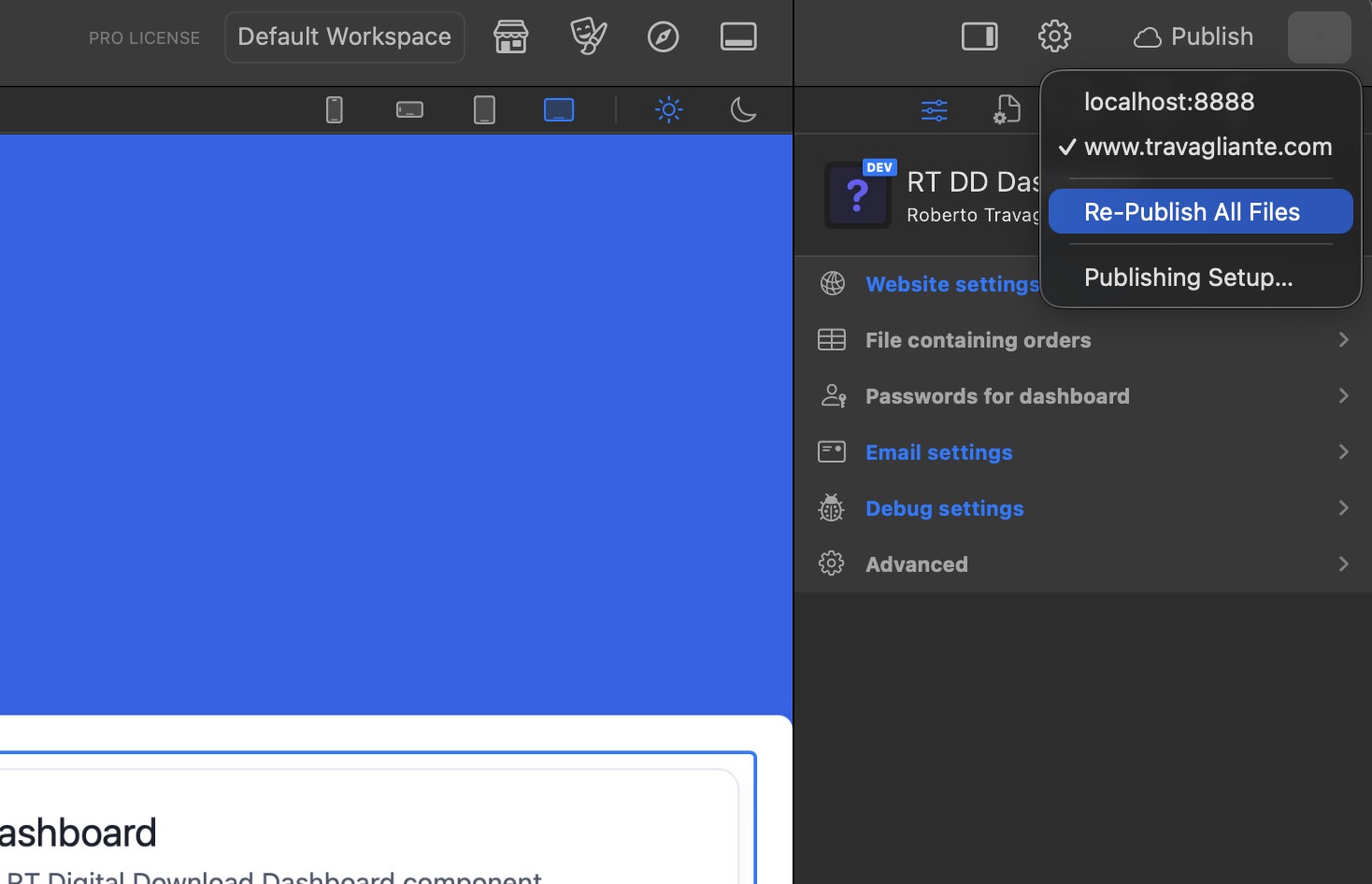 Re-publish all files from RapidWeaver Elements